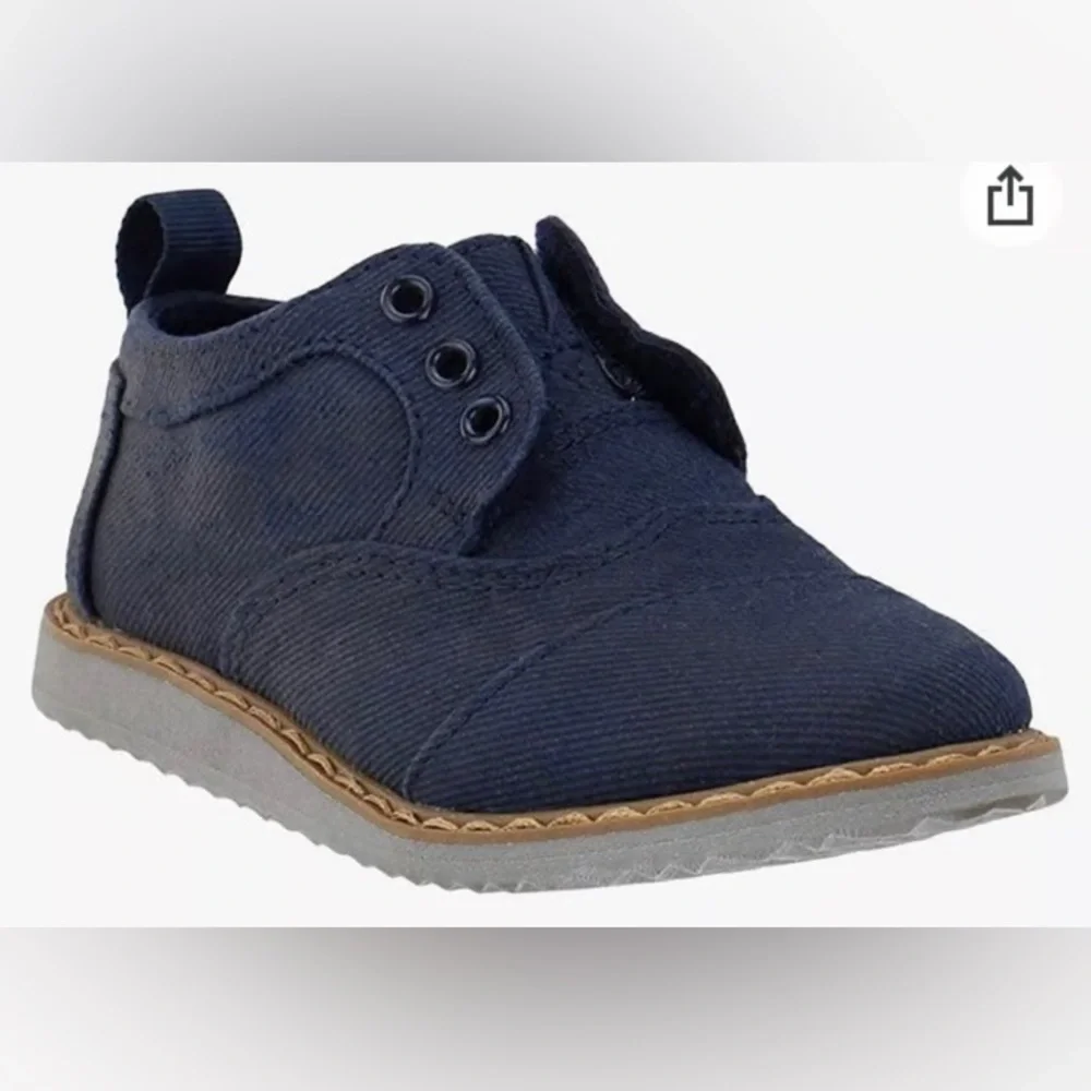 TOMS Tiny TOMS Navy Twill Brogue Sneakers Toddler Size 6 Slip-On Casual Shoes